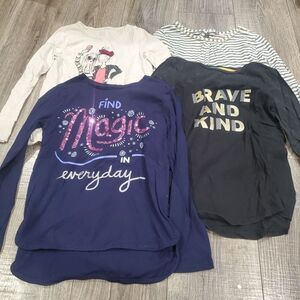 Girls Long Sleeve Shirts Size 10-12 Long Sleeve Tees - Cream, Navy, Black 4 Pcs